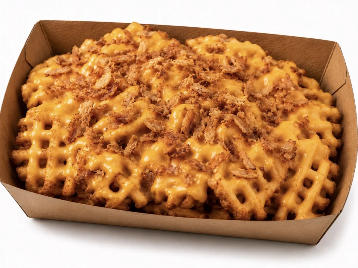 Waffles Fries + cheddar oignons frits