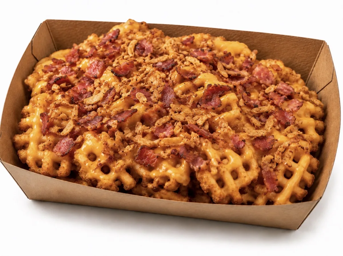 Waffles Fries + cheddar bacon oignons frits