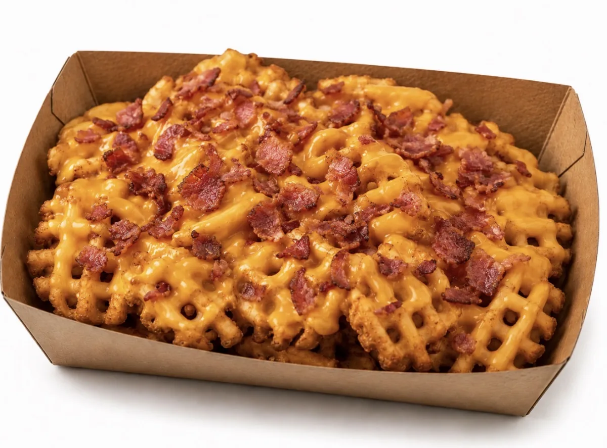 Waffles Fries + cheddar bacon